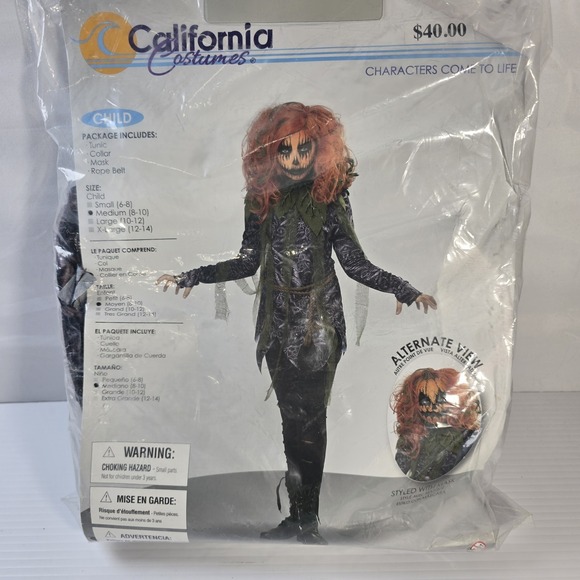Child Pumpkin Monster Girl Halloween Costume size M (8-10) - Picture 1 of 4